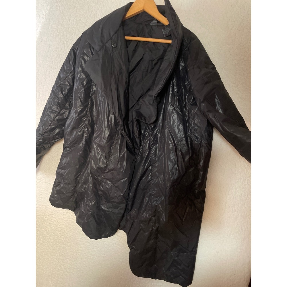 Norma Kamali Sleeping Bag Coat Black Quilted Puffer‎ Jacket XS Wrap Shawl Collar